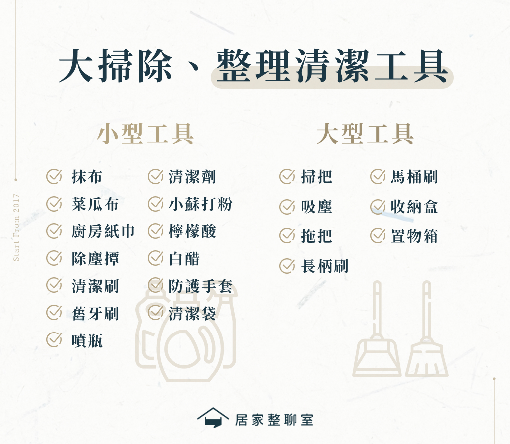 大掃除工具與整理清潔用品