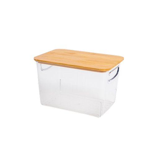 透明手提收納盒-附竹蓋
